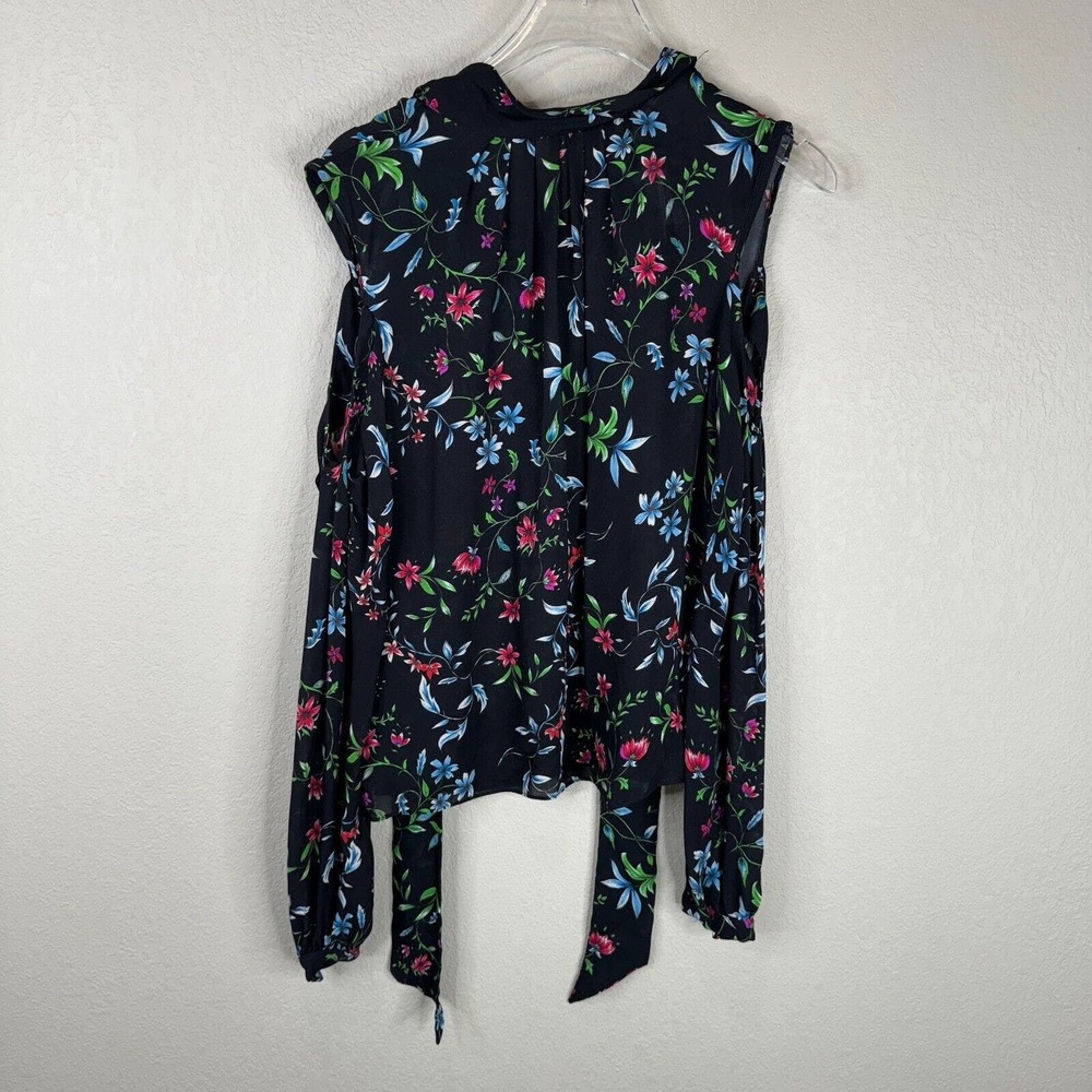 Milly Women's Long Sleeve Floral Printed Cold Shoulder Dana Blouse Top Size 0